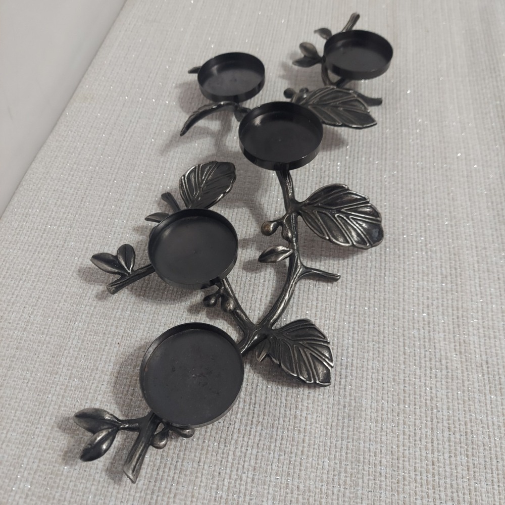 Bath & Body Works Slatkin Co. Gray Metal Candle Holder Leaves‎ Holds 5 Tealights